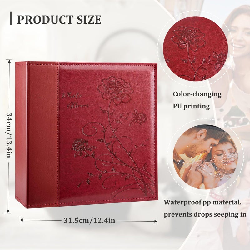 Artmag Photo Album 4x6 1000 Photos, Large Capacity Wedding Family Leather Cover Picture Albums Holds Horizontal and Vertical 4x6 photos with Black Pages(Red) - Image 2